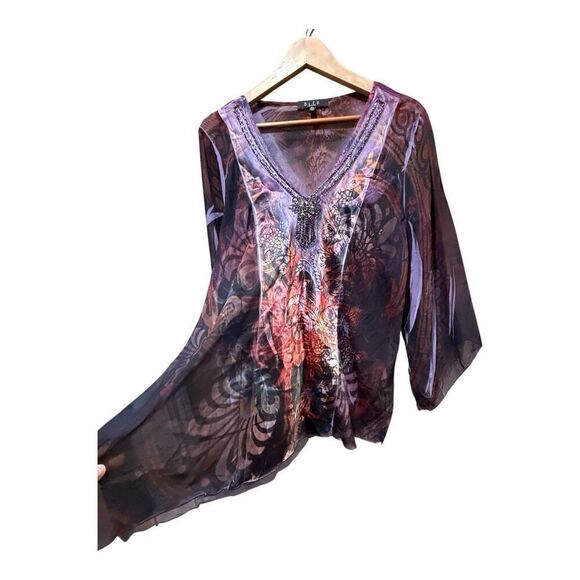 B.L.E.U. Woman Women’s Plus Multicolored Embellished Top Size 2X Fairy Y2K - Picture 4 of 13